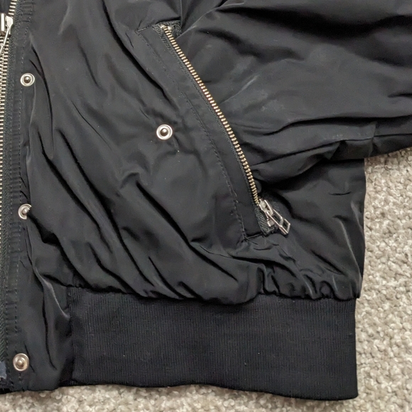 Wilfred Free quilted bomber winter jacket with fur lined hood black - Picture 6 of 16